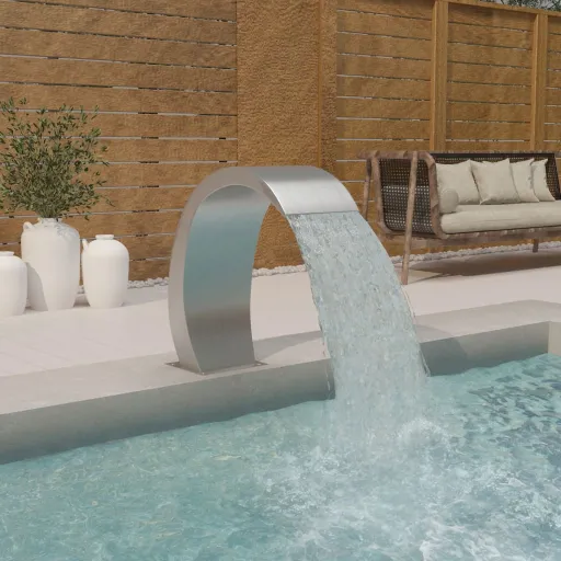 Fuente de Piscina Con LED de Acero Inoxidable 304 22x60x70 cm