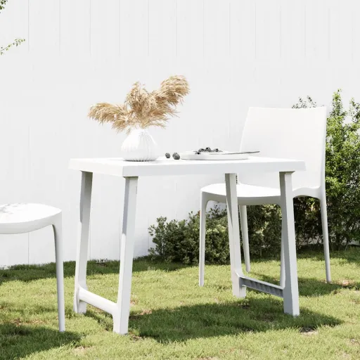 Mesa de Camping Con Aspecto de Madera PP Blanco 79x56x64 cm