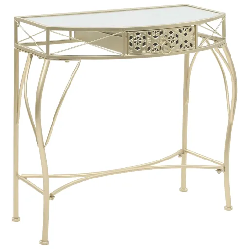 Mesa Auxiliar Estilo Francés Metal 82x39x76 cm Dorada