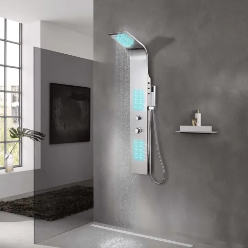 Sistema de Panel de Ducha Acero Inoxidable Curvo