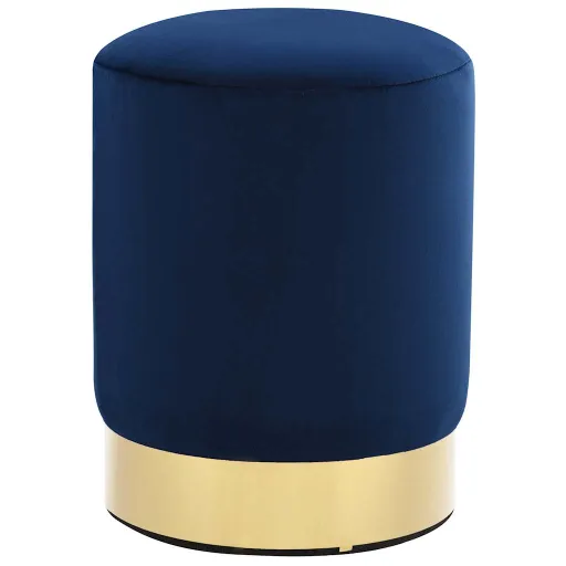 Taburete de Terciopelo 28 x 36 cm Azul y Dorado