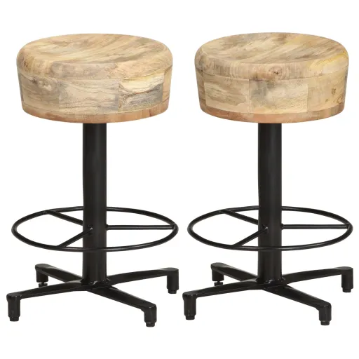 Taburetes de Cocina 2 Unidades Madera Maciza de Mango 52 cm