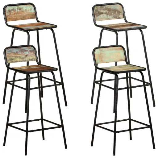 Taburetes de Cocina 4 Unidades Madera Maciza Reciclada