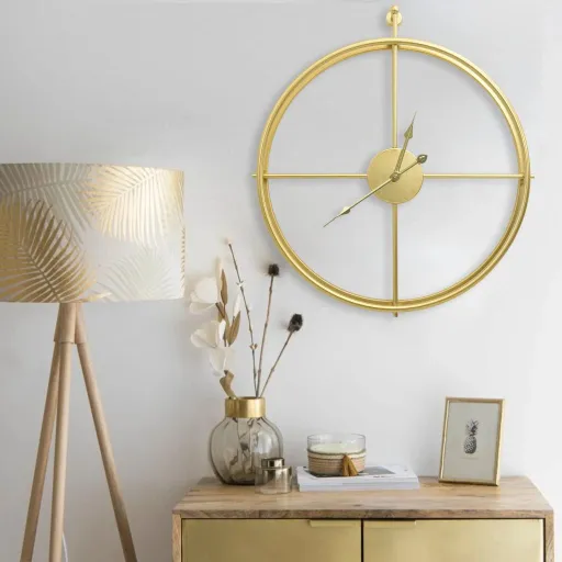 Reloj de Pared de Hierro Dorado 52 cm