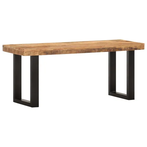 Banco de Madera Maciza de Mango Sin Tratar y Acero 110 cm