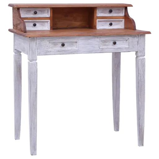Escritorio Con Cajones Madera Maciza de Caoba 90x50x101 cm