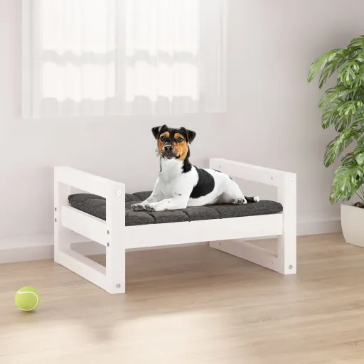 Cama Para Perros Madera Maciza de Pino Blanco 55,5x45,5x28 cm