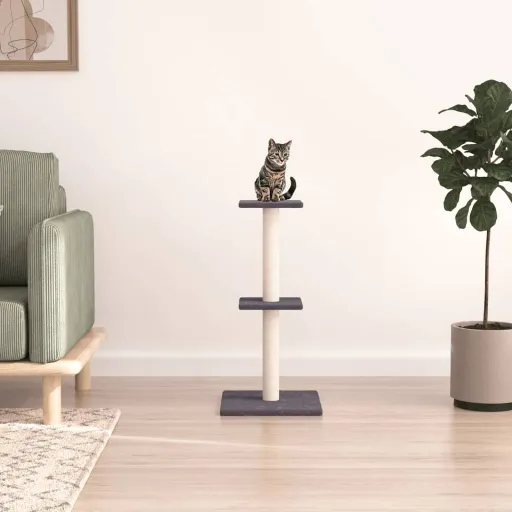 Rascador Para Gatos Con Postes de Sisal Gris Oscuro 73 cm