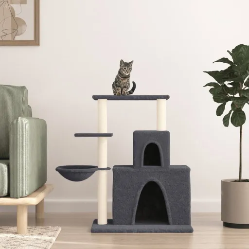 Rascador Para Gatos Con Postes de Sisal Gris Oscuro 83 cm