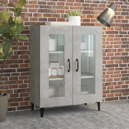 Aparador de Madera de Ingeniería Gris Hormigón 69,5x34x90 cm