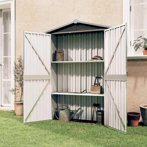 Cobertizo de Jardín Acero Galvanizado Antracita 116x45x175cm