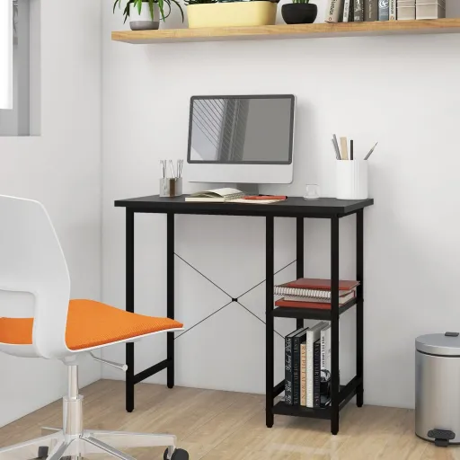 Escritorio Para Ordenador de MDF y Metal Negro 80x40x72 cm