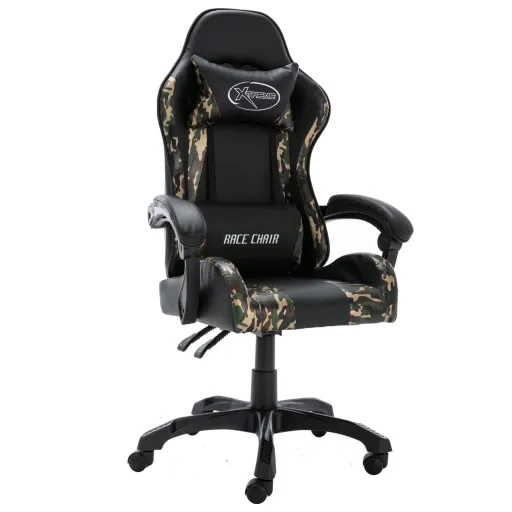 Silla Gaming de Cuero Sintético Negro y Camuflaje