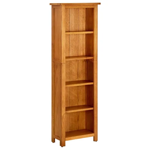 Estantería de 5 Niveles de Madera Maciza de Roble 45x22x140 cm
