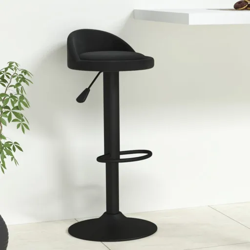Taburete de Cocina de Terciopelo Negro