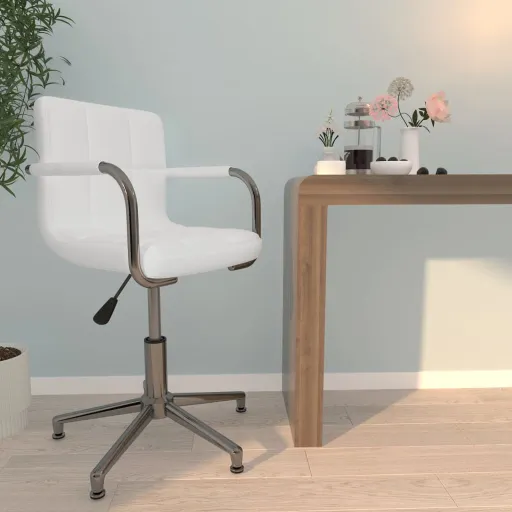 Silla de Oficina Giratoria de Cuero Sintético Blanco