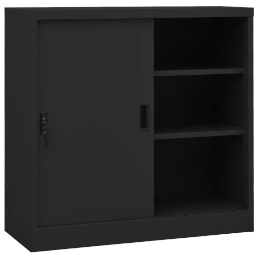 Armario de Oficina Puerta Corredera Acero Antracita 90x40x90cm