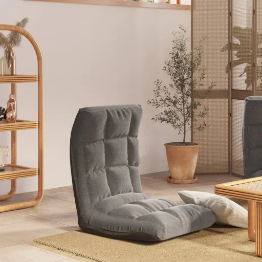 Silla de Suelo Plegable de Tela Gris Claro