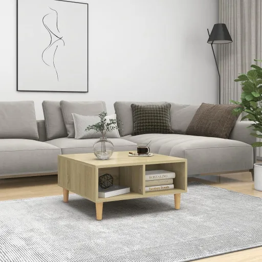 Mesa de Centro Madera Contrachapada Roble Sonoma 60x60x30 cm