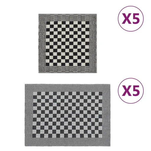 Juego de Paños 10 Unidades Algodón Negro y Blanco
