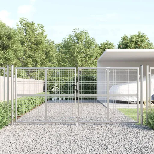 Puerta de Jardín de Malla Color Plata 300 x 125 cm Acero Galvanizado