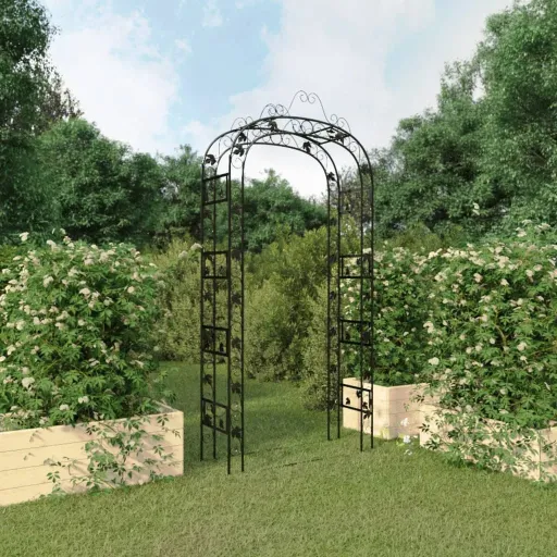 Arco de Jardín Acero Negro 116x45x240 cm