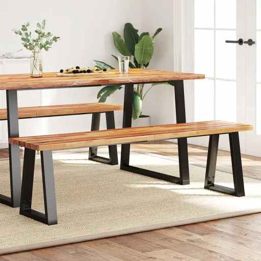 Banco Con Borde Vivo Madera Maciza de Acacia 160 cm