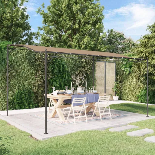 Toldo Acero y Tela Gris Taupe 4x3 m 180 g/m²