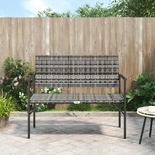 Banco de Jardín de 2 Plazas Ratán Sintético Gris