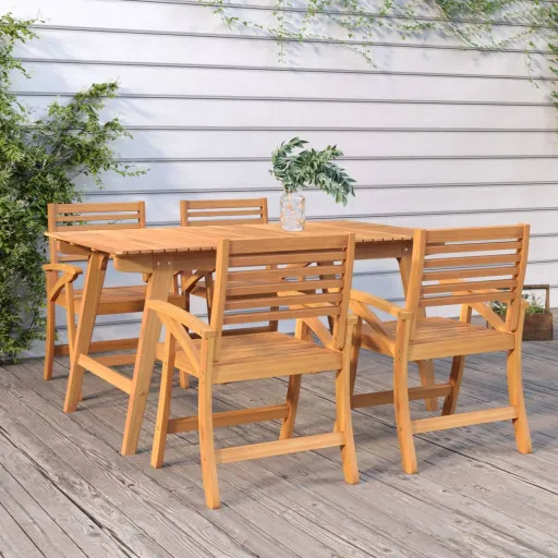 Mesa de Jardín Madera Maciza de Acacia 150x90x75 cm