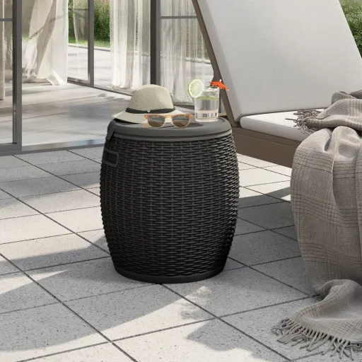 Caja de Almacenaje de Jardín 4 en 1 Polipropileno Negro