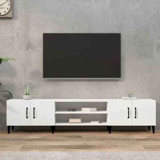 Mueble de TV Blanco 180x31,5x40 cm Madera de Ingeniería
