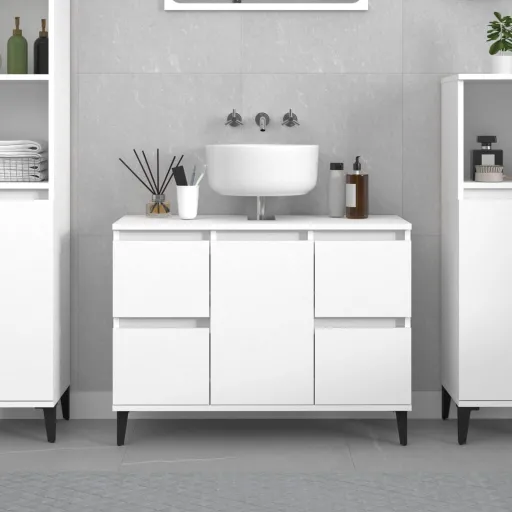 Armario Para Lavabo Madera Contrachapada Blanco 80x33x60 cm