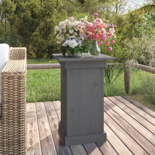 Soporte Para Plantas Madera Maciza de Pino Gris 40x40x60 cm