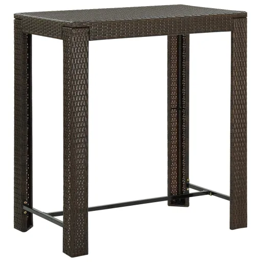 Mesa Alta de Jardín Ratán Sintético Marrón 100x60,5x110,5 cm
