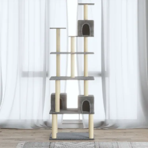 Rascador Para Gatos Con Postes de Sisal Gris Claro 188 cm