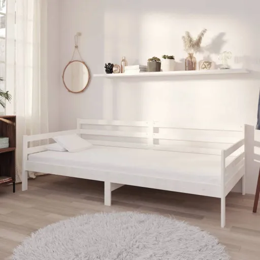 Sofá Cama Sin Colchón Madera Maciza de Pino Blanco 90x200 cm