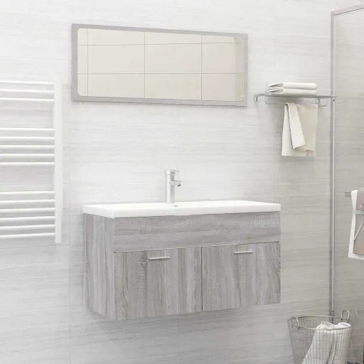 Set de Muebles de Baño 2 Pzas Madera Contrachapada Gris Sonoma