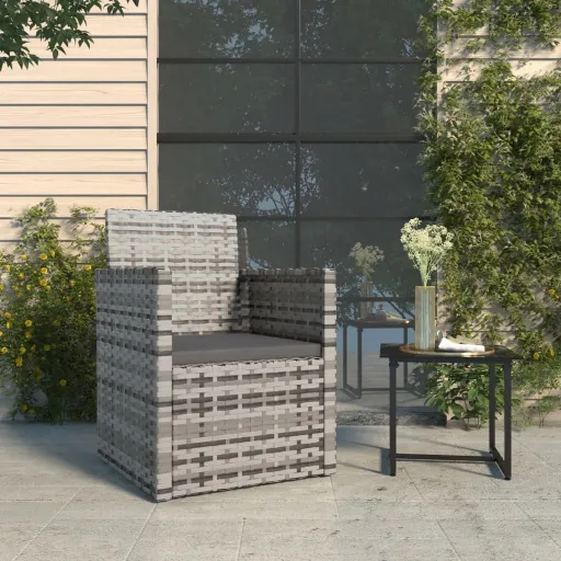 Sillón de Jardín Con Cojín Ratán Sintético Gris