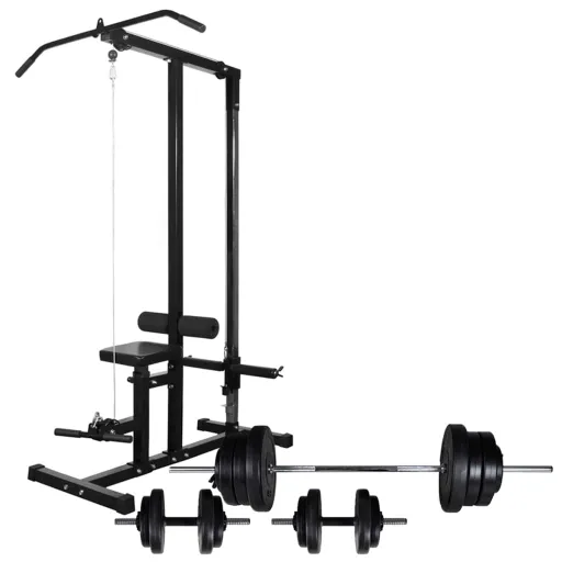 Máquina Musculación Power Tower Con Pesas y Mancuernas 60,5 kg