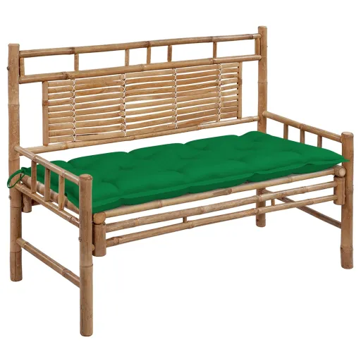 Banco de Jardín Con Cojín Bambú 120 cm
