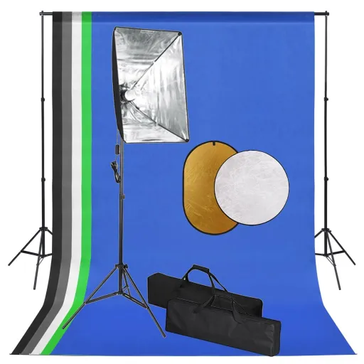 Kit de Estudio Fotográfico Con Luces Softbox Fondo y Reflector