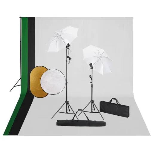 Kit de Estudio Fotográfico Con Lámparas, Fondo y Reflector