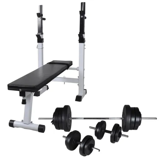 Banco de Entrenamiento Con Soporte de Pesas y Mancuernas 60,5kg