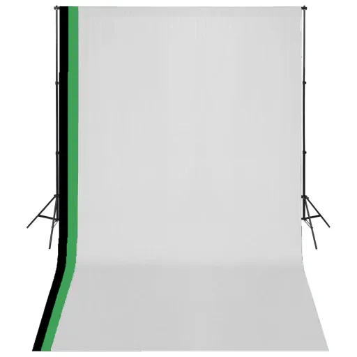 Kit Estudio 3 Telones Fondo Algodón Estructura Ajustable 3x5 m