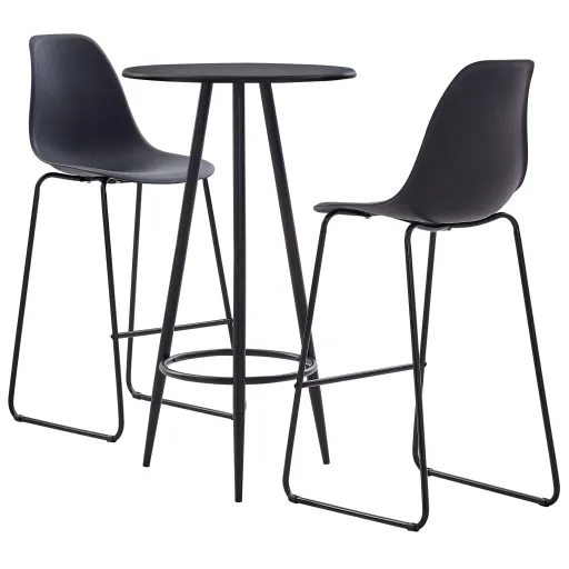 Juego de Mesa Alta y Taburetes 3 Piezas Plástico Negro