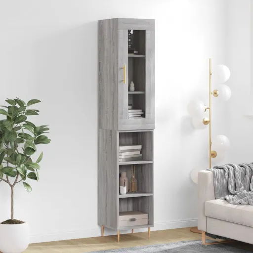 Aparador Alto Madera Contrachapada Gris Sonoma 34,5x34x180 cm