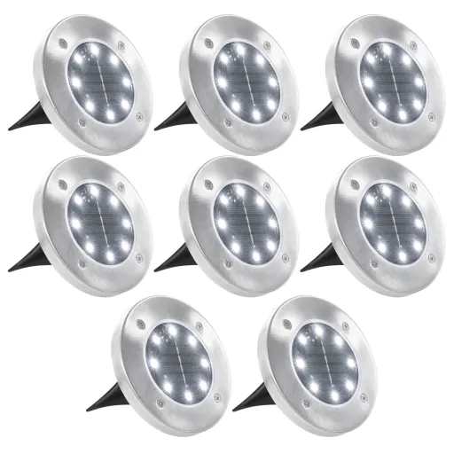Lámparas Solares de Suelo 8 Unidades Luces LED Blanco