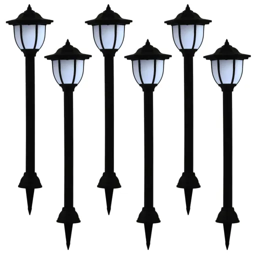 Lámparas Solares de Exterior Negras LED 6 Uds