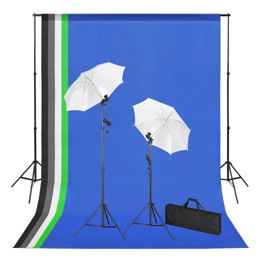 Set Estudio Fotográfico Con Telones de Fondo, Focos y Paraguas